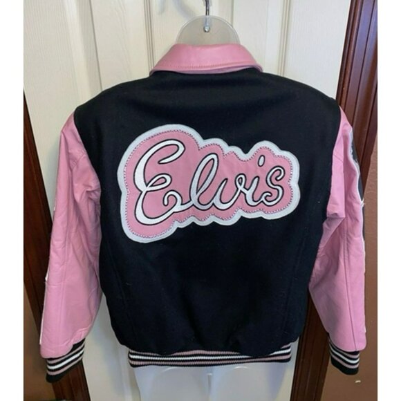 Vintage Elvis Presley Limited Edition Womens Black Pink Jacket W/ Graphic Sleeve - Picture 10 of 10